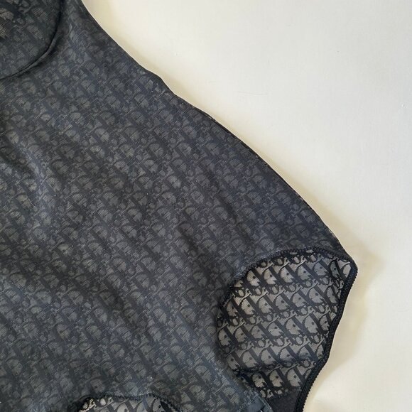 VINTAGE 80'S CHRISTIAN DIOR MESH MONOGRAM BLACK BODY SUIT - Picture 5 of 8